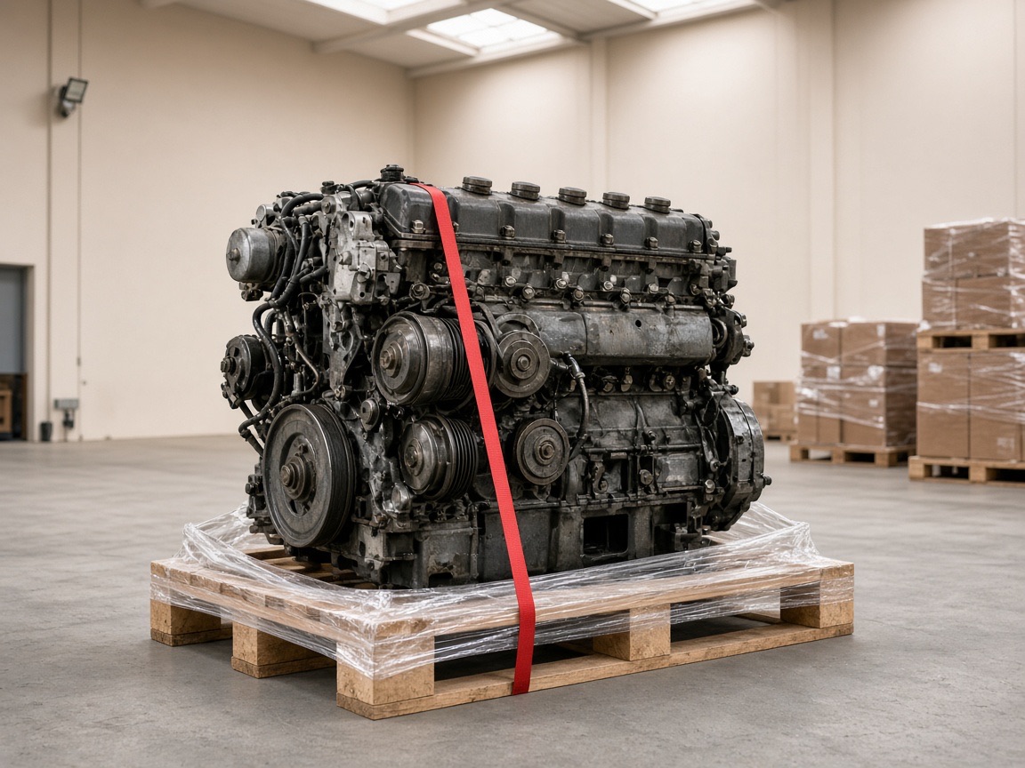 Engine prepared on a pallet