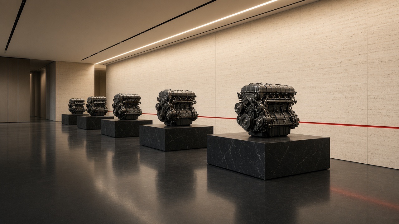 Close-up of a checked BMW engine ready to ship from Hamburg
